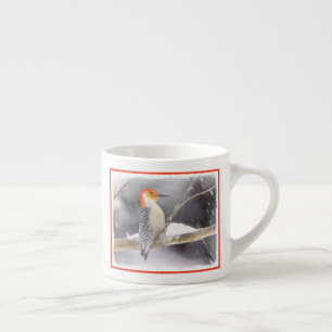 Tasse Expresso Peinture de pic à ventre rouge Art original