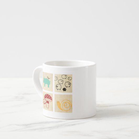 Tasse Expresso Peinture de quatre blocs de bois pour enfants (Devant gauche)