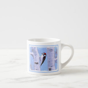 Tasse Expresso Peinture Downy Woodpecker - Art original pour oise