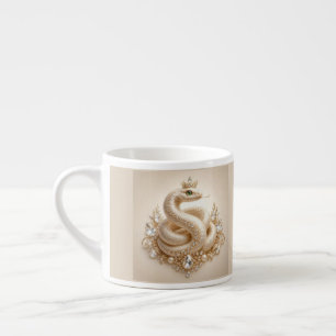 Tasse Expresso Pendentif Couronne de Serpent en Cristal Beige Art