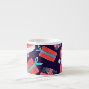 Tasse Expresso Père Noël souriant, Aquarelle Noël sans sourire.