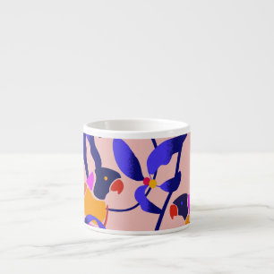 Tasse Expresso Perroquets Vintages roses : Illustration Exotique