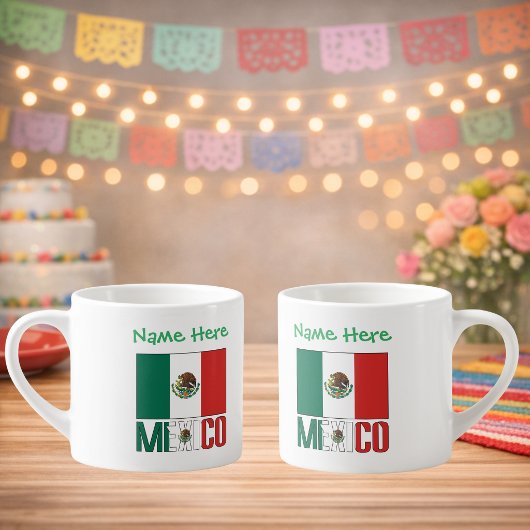 Tasse Expresso Personalized Mexico Flag Name Design