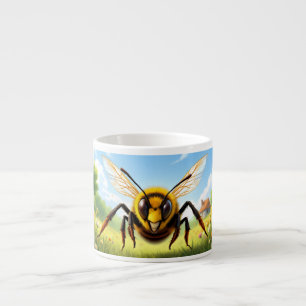 Tasse Expresso Personnage d'abeille volant au-dessus d'un pré fle