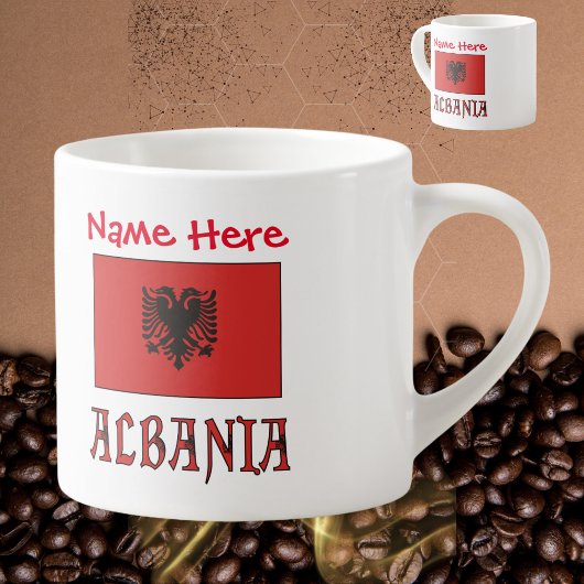 Tasse Expresso Personnalisation rouge du drapeau albanais