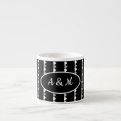 Tasse Expresso Personnalisé Black and White Love Hearts Motif (Devant)
