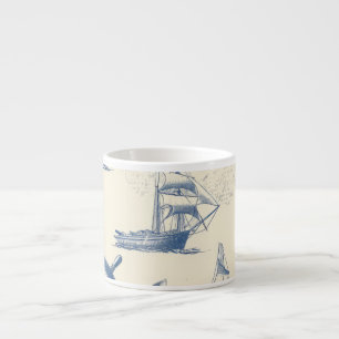 Tasse Expresso Petite coupe de verre avec détails marins