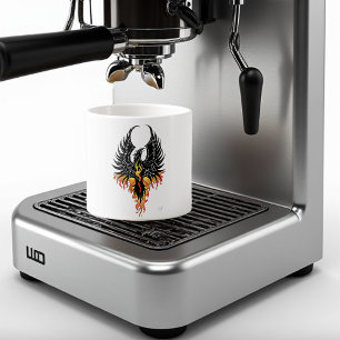 Tasse Expresso Phénix Ardente Oiseau de Feu Tribal Noir Flammes