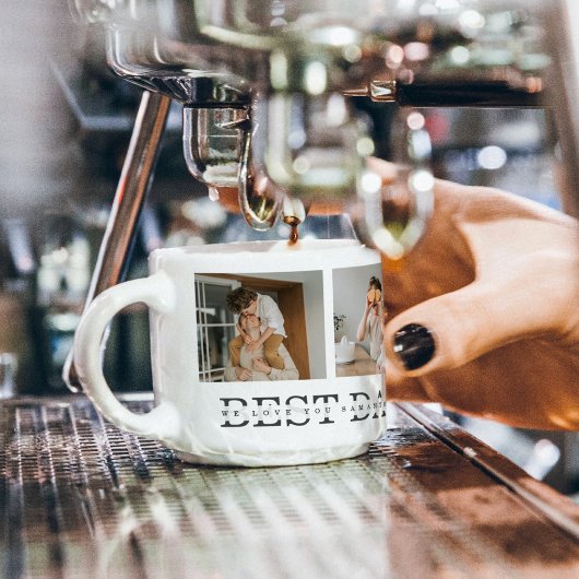 Tasse Expresso Photo Collage moderne & Gris Meilleur Papa Jamais
