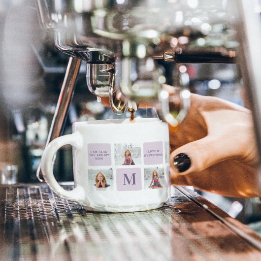 Tasse Expresso Photo Collage moderne Joyeux jour des mères violet