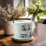 Tasse Expresso Photo Collage personnalisé Monogramme - Vert menth<br><div class="desc">Vous pouvez utiliser des photos Instagram pour cette conception. Utilisez 8 photos carrés pour créer un cadeau unique et personnel. Ou vous pouvez garder le chiot hipster et faire un gardien branché. Si vous avez besoin d'ajuster les images,  cliquez sur l'outil personnaliser pour apporter des modifications.</div>