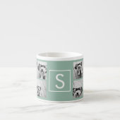 Tasse Expresso Photo Collage personnalisé Monogramme - Vert menth (Devant)