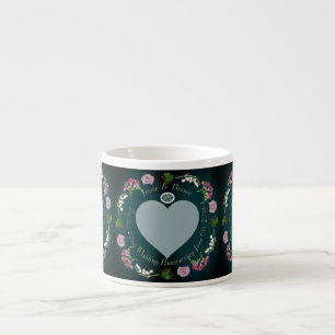 Tasse Expresso Photo Custom Floral Heart Anniversaire Mariage