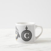 Tasse Expresso Pingouin mignon gris jaune avec étoiles enfant (Droite)