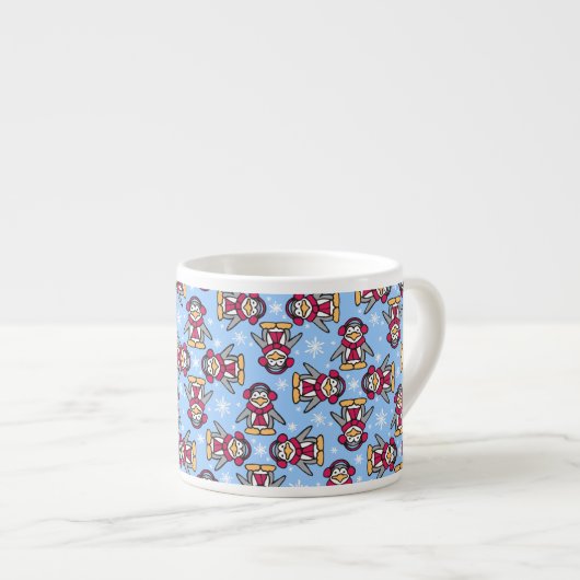 Tasse Expresso Pingouins de Noël bleu espresso mule (Devant droit)