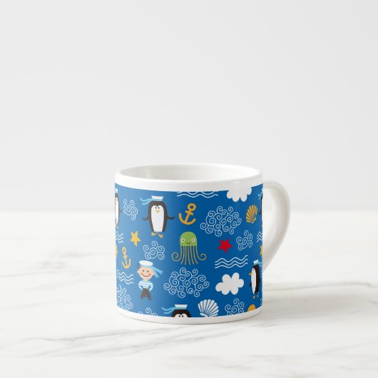 Tasse Expresso Pingouins et marins (Devant droit)