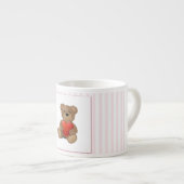 Tasse Expresso Pink Stripes - Ours en Teddy avec Coeur Valentines (Devant droit)
