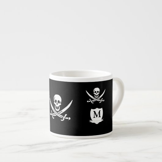 Tasse Expresso Pirate et monogramme (Devant droit)