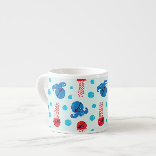 Tasse Expresso Pirate Octopus, Pirate Jellyfish, Sea Animaux (Devant gauche)