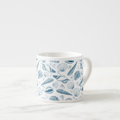 Tasse Expresso Plage bleu de coquillages (Devant droit)