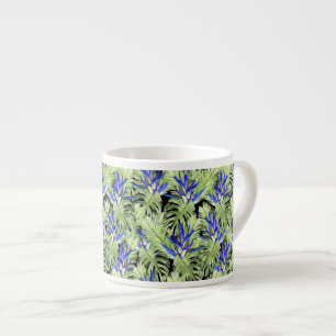 Tasse Expresso Plantes tropicales vertes et bleues