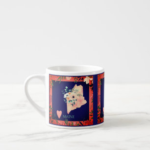 Tasse Expresso Plutôt J'Aime Maine Coeur Frontière Florale
