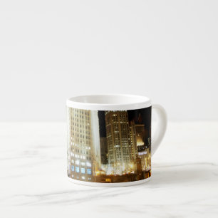 Tasse Expresso Point de repère célèbre de Chicago la nuit