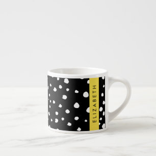 Tasse Expresso Points dalmatiens, Spots, Noir et Blanc, Votre nom