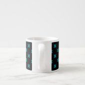 Tasse Expresso points de croix turquoises sur noir (Dos)
