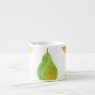 Tasse Expresso Poires dessinées à la main, aquarelle image alimen