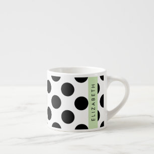 Tasse Expresso Pois noirs et blancs, pointillés, Votre nom