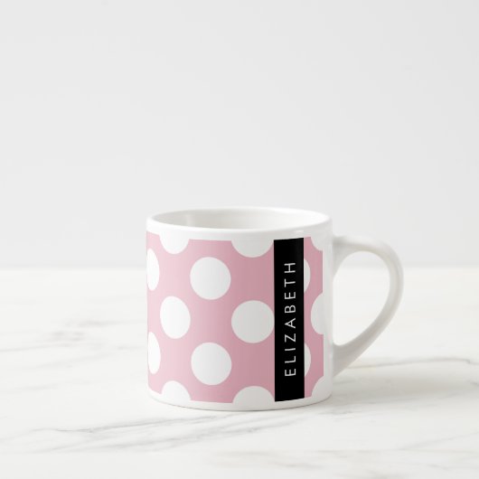 Tasse Expresso Pois roses, Motif Pointe Polka, Votre Nom (Droite)