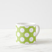 Tasse Expresso Pois verts, Motif Pointe Polka, Votre Nom (Devant droit)