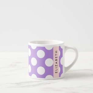 Tasse Expresso Pois violets, Motif Pointe Polka, Votre Nom