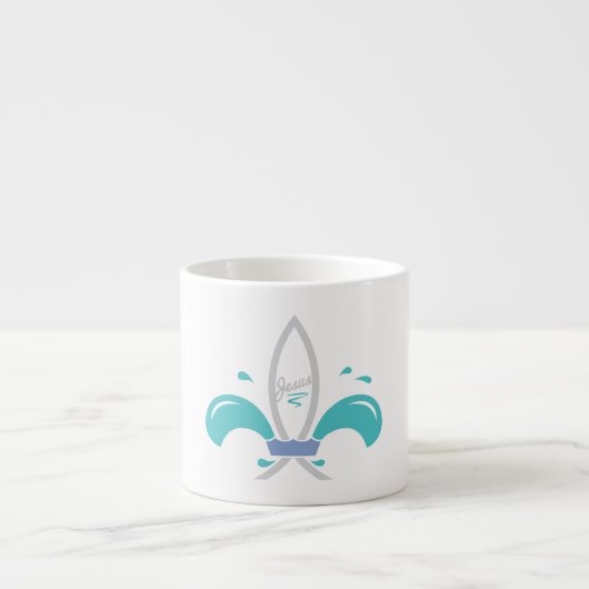 Tasse Expresso Poisson de Jésus Fleur de Lis (Devant)