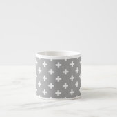 Tasse Expresso Polka blanche croise sur gris (Devant)