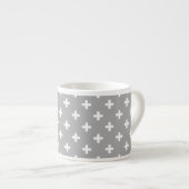 Tasse Expresso Polka blanche croise sur gris (Devant droit)