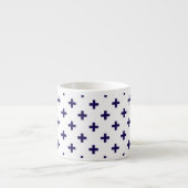 Tasse Expresso Polka bleu marine croise sur blanc (Devant)