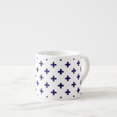 Tasse Expresso Polka bleu marine croise sur blanc (Devant droit)