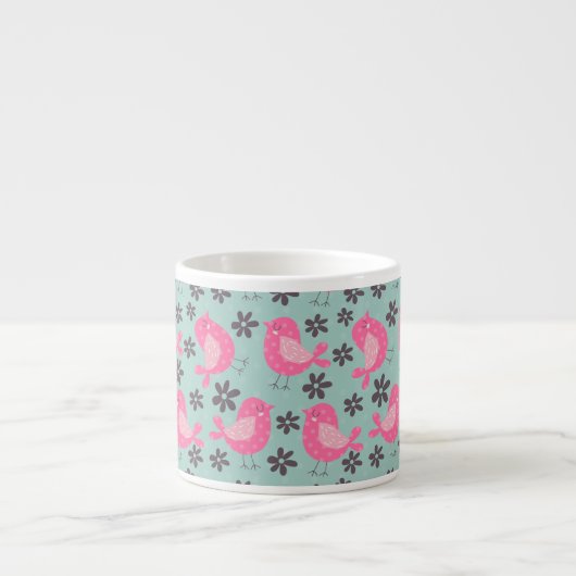 Tasse Expresso Polka Dot Birds and Flowers (Devant)