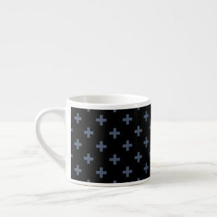 Tasse Expresso Polka gris-bleu croise sur noir