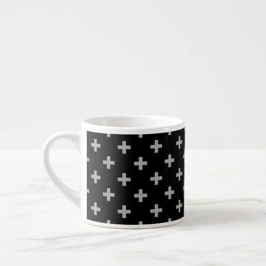 Tasse Expresso Polka gris croise sur noir (Gauche)