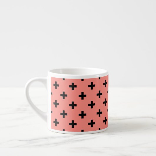 Tasse Expresso Polka noire croise sur pêche (Gauche)