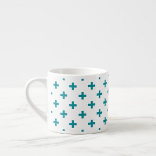 Tasse Expresso Polka turquoise croise sur blanc