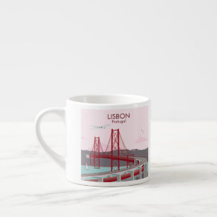 Tasse Expresso Pont de Lisbonne sur le fleuve Tage au style vinta