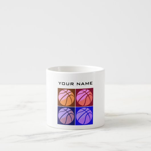 Tasse Expresso Pop Art Basketball Votre nom (Devant)