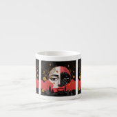 Tasse Expresso Portrait de la lune d'une femme visage noir et rou (Devant)