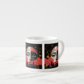Tasse Expresso Portrait de la lune d'une femme visage noir et rou (Devant droit)