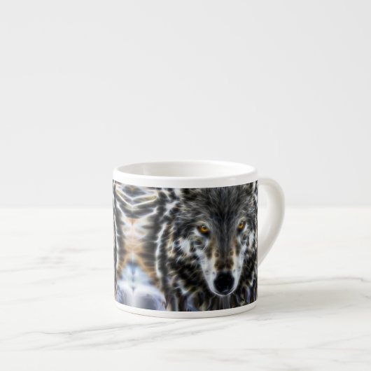Tasse Expresso Portrait graphique inspirant de loup (Devant droit)