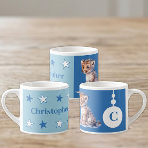 Tasse Expresso Pour les enfants nom de léopard bleu